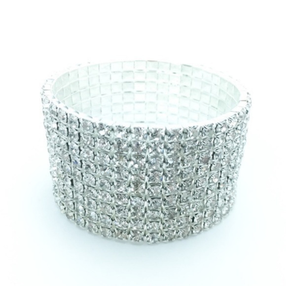 9 Row Rhinestone Stretch Bracelet - Picture 3 of 5